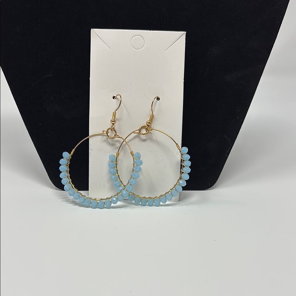 Modern Gold and Blue Geometric Earrings